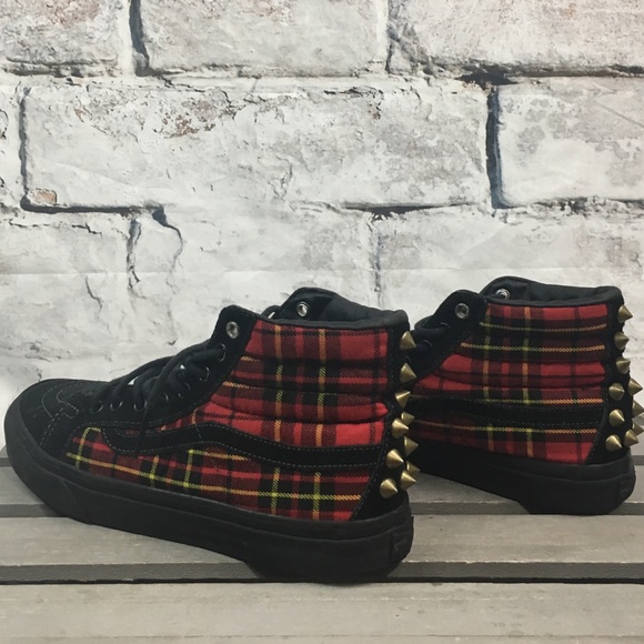 plaid high top vans